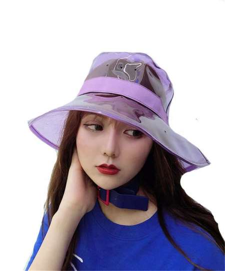 2020 New Arrive Summer Fashion Cool Colorful Lady Sunshade Transparent Flat Top PVC Fishing Bucket Hat